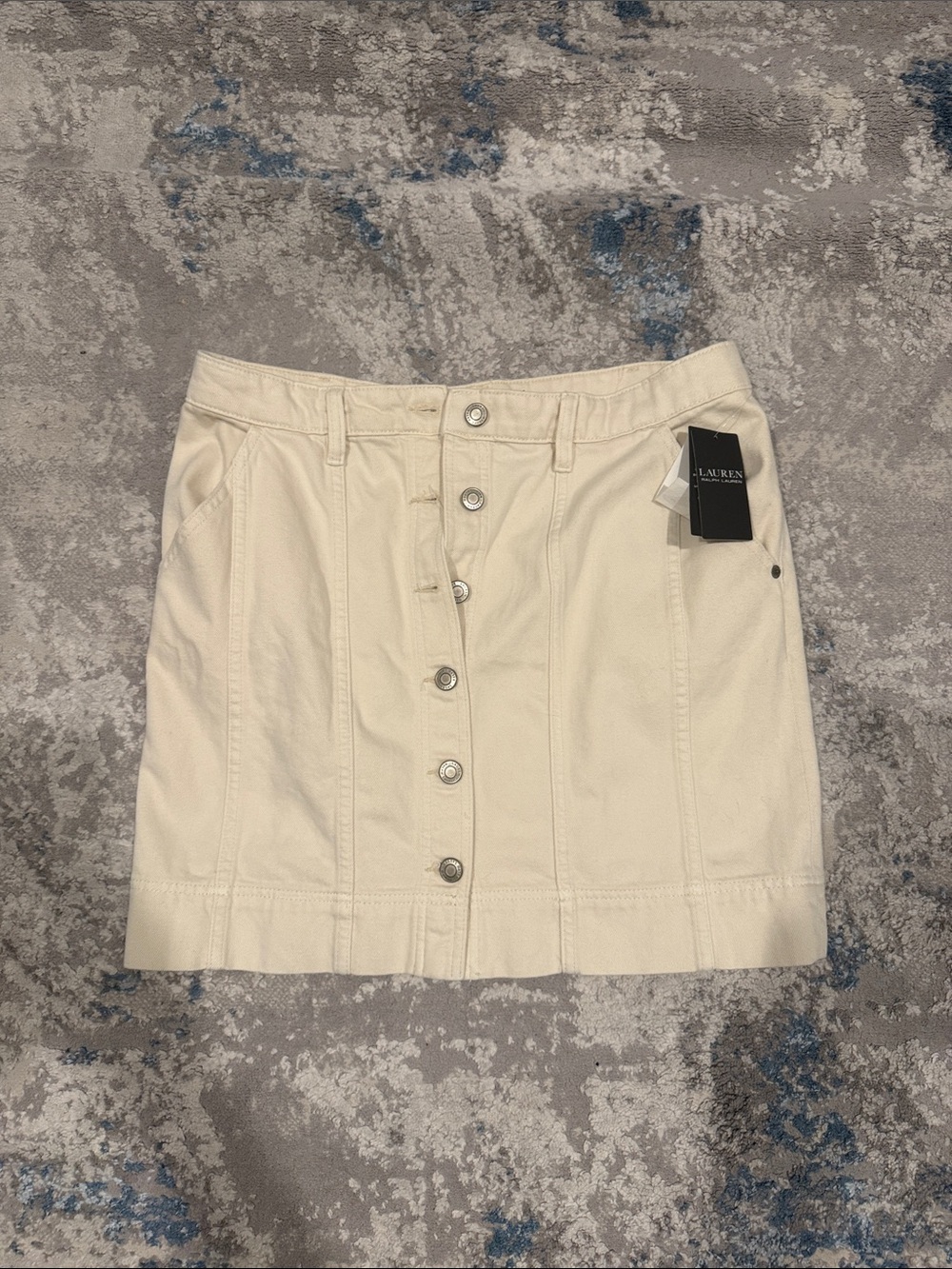NWT Ralph Lauren Cream Button-Front Denim Skirt